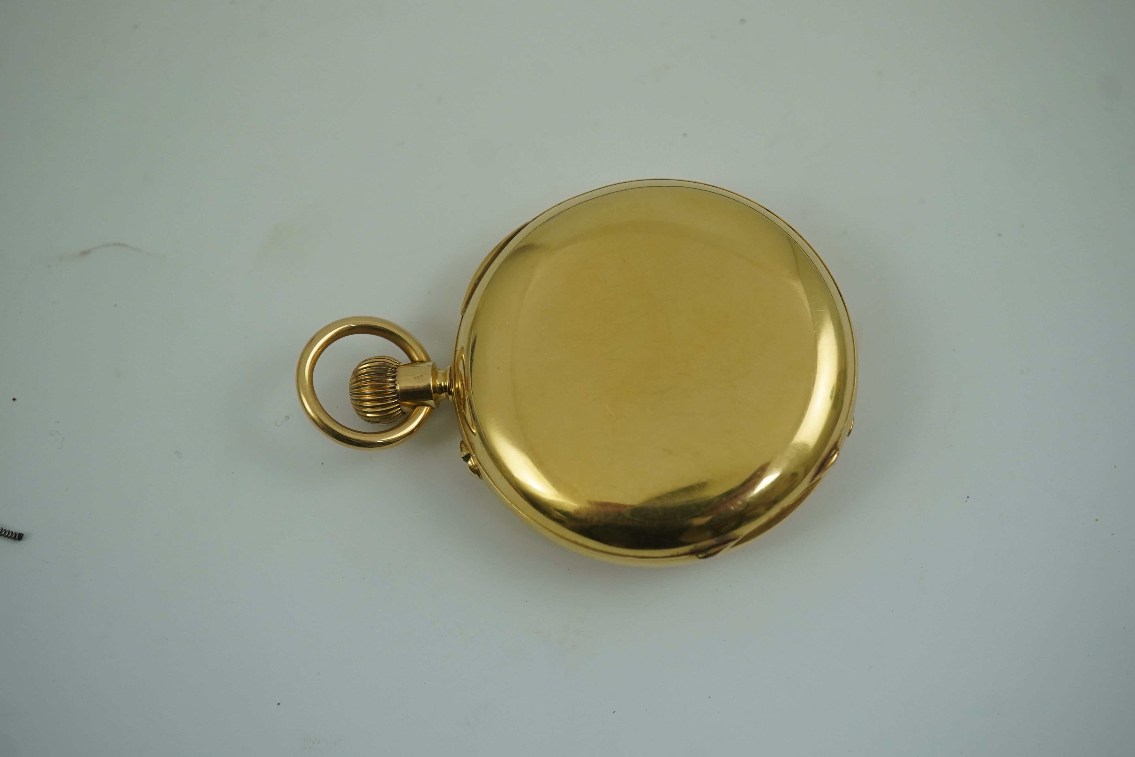 An Edwardian 18ct gold J.W. Benson half hunter keyless pocket watch